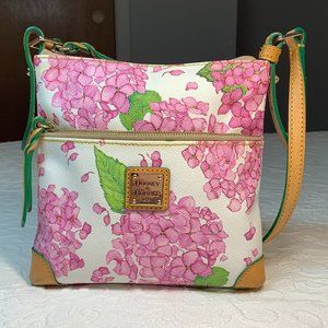 Dooney & Bourke Coated Cotton Pink Floral Crossbody with Leather Trim